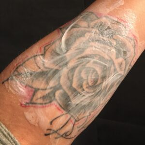 Voorbeeld van te dik smeren